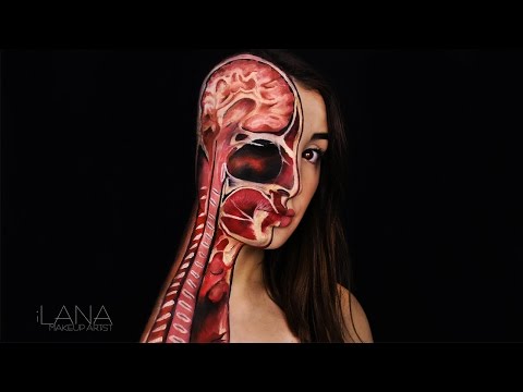 ציור גוף - אשליה אופטית של חצי גוף חתוך! Body Cut in Half Optical Illusion - Body Paint