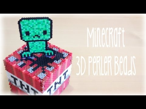 DIY Minecraft 3D Perler Bead Cube with Creeper