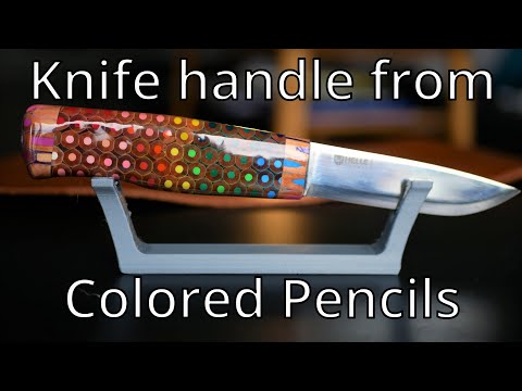 Making a knife handle from colored pencils